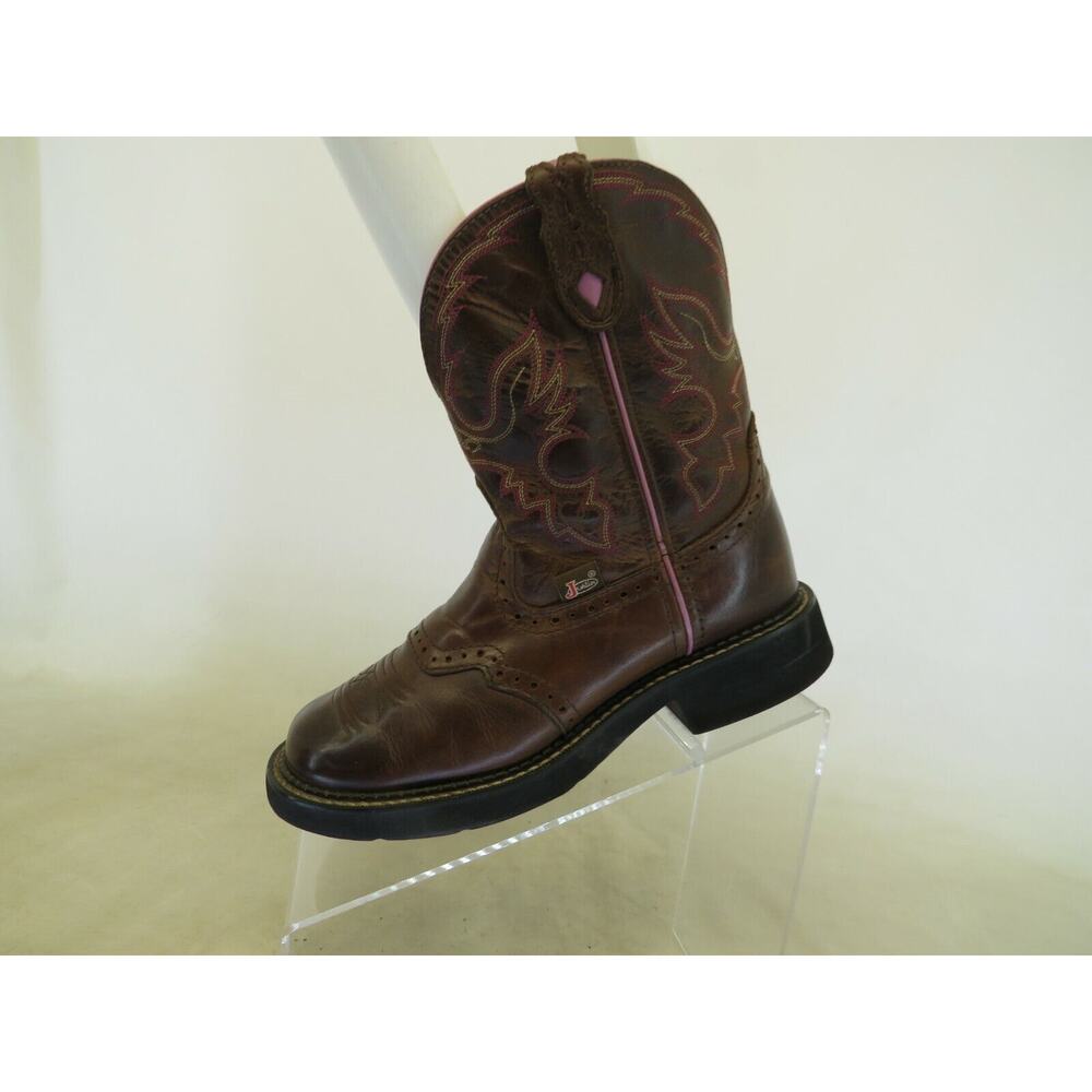 Justin Gypsy Brown Leather Stockman Cowboy Western Boot Womens Size 7 B - Picture 3 of 11
